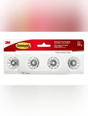 NWT Command Crystal Knob Wall hooks organizer 🔑 🏠 Simulated Diamond 💎💎 Rack